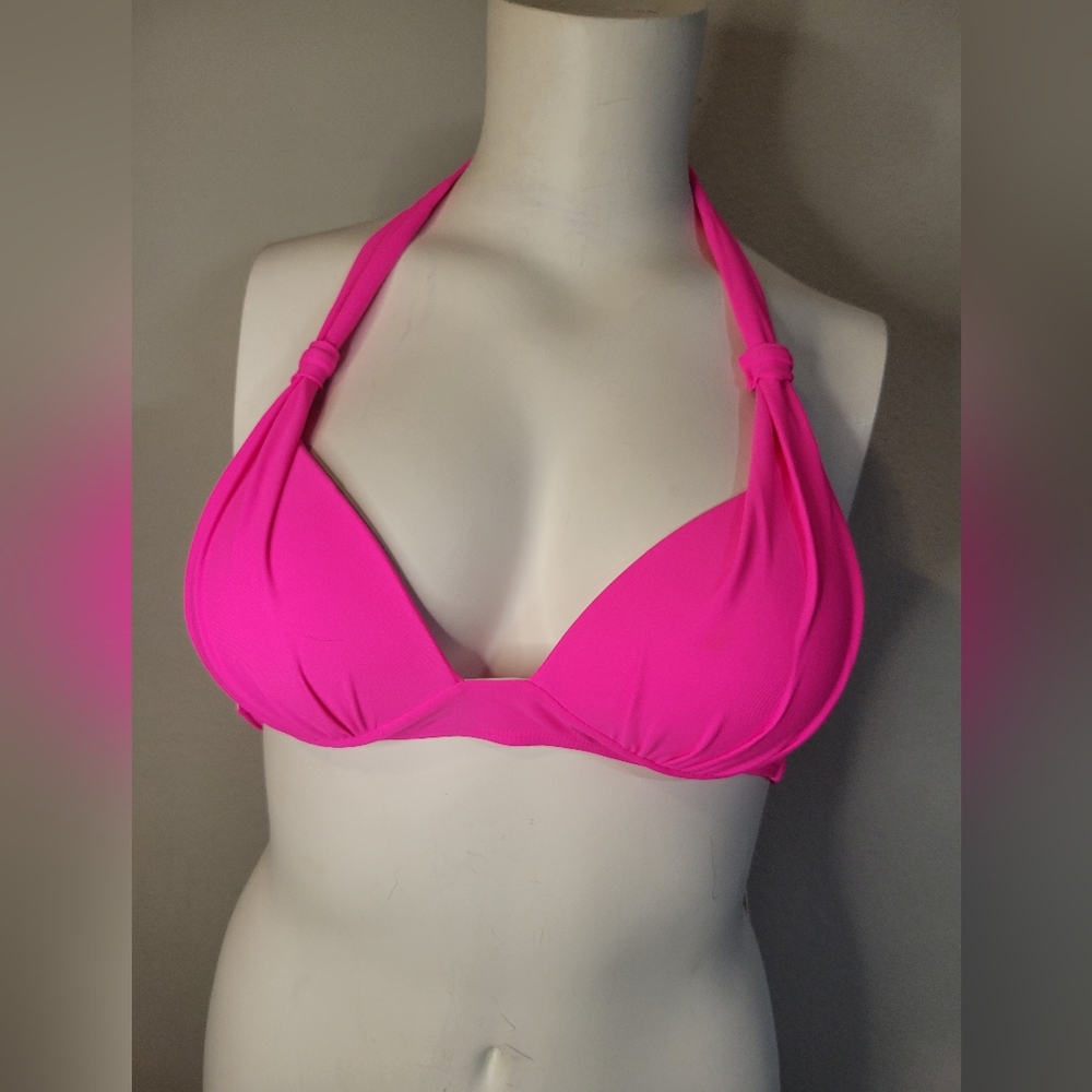 Vibrant Pink Halter Bikini Top